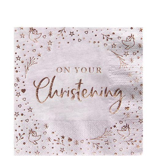 Picture of ON YOUR CHRISTENING PINK NAPKINS 33CM 16PCS/PCK